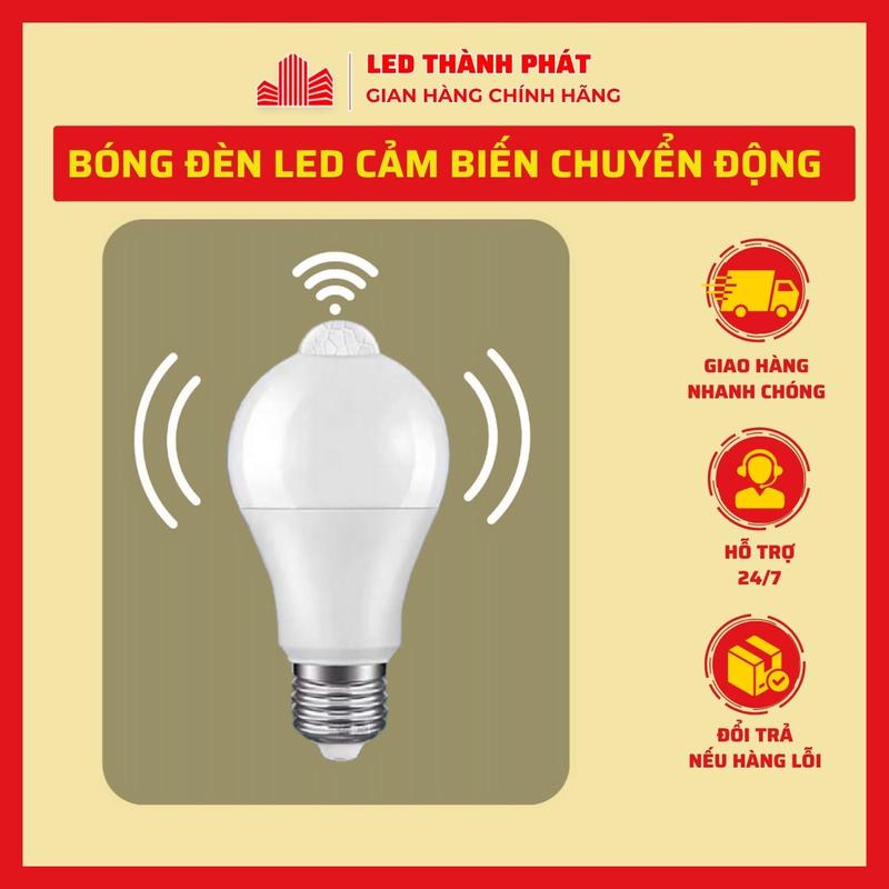 Bóng đèn led cảm biến chuyển động 15W 12W 9W tự động bật tắt khi có chuyển động bóng  đèn led  con mắt động