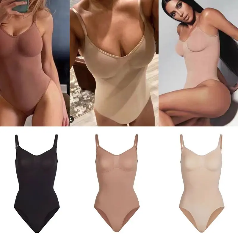 Skims Same Style Body Shaping Kardashian Shapewear Bodysuit Strap Waist Slimming Tight Bodysuit