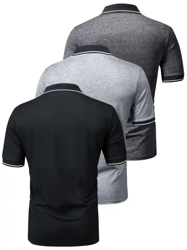 Men's Regular Fit Contrast Binding Polo Shirt, Casual Short Sleeve Top for Summer, Fashion Men's Clothes for Daily Wear 1