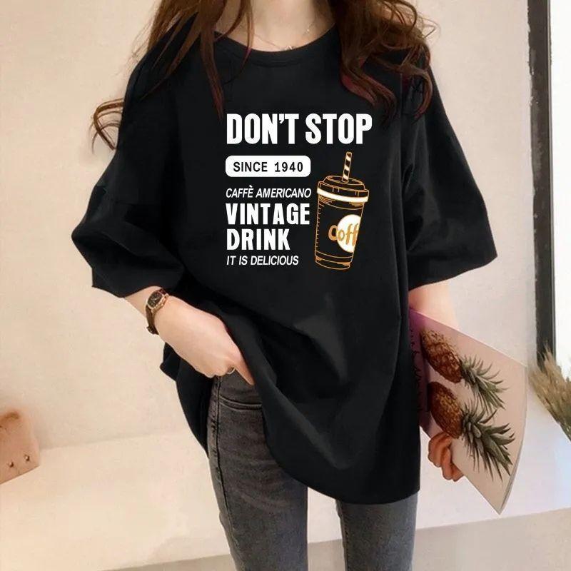 Product Introduction of Áo Thun Nữ Ngắn Tay, Thiết Kế In Hình, Hàng Mới Về Mùa Hè 2024, Áo Dài Trung Bình Dáng Rộng Che Khuyết Điểm 6