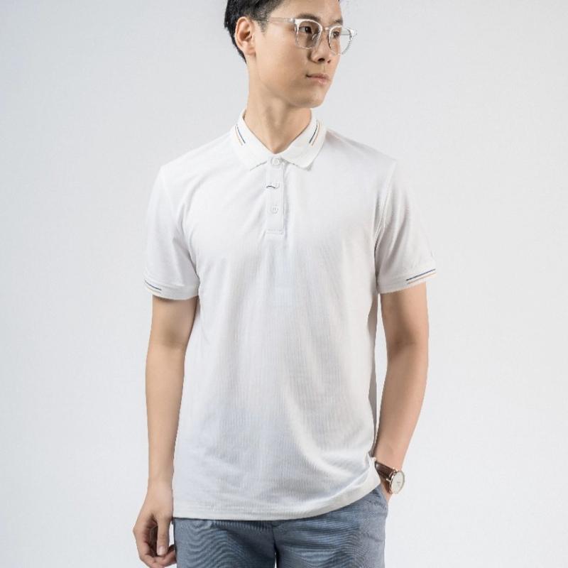 Áo thun polo nam có cổ bẻ OWEN dáng body fit màu trắng vải cotton cao cấp mềm mát Menswear