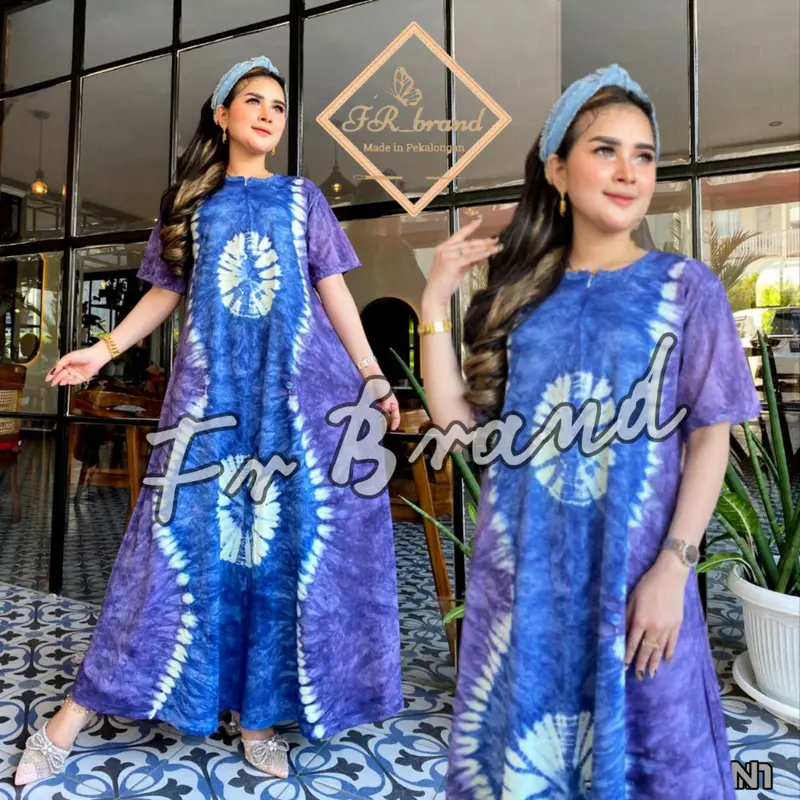 DASTER KAOS KATUN JUMBO LENGAN PENDEK HOMEDRESS PANJANG BUSUI ADEM Wanita Bumil Motif abstrak 2