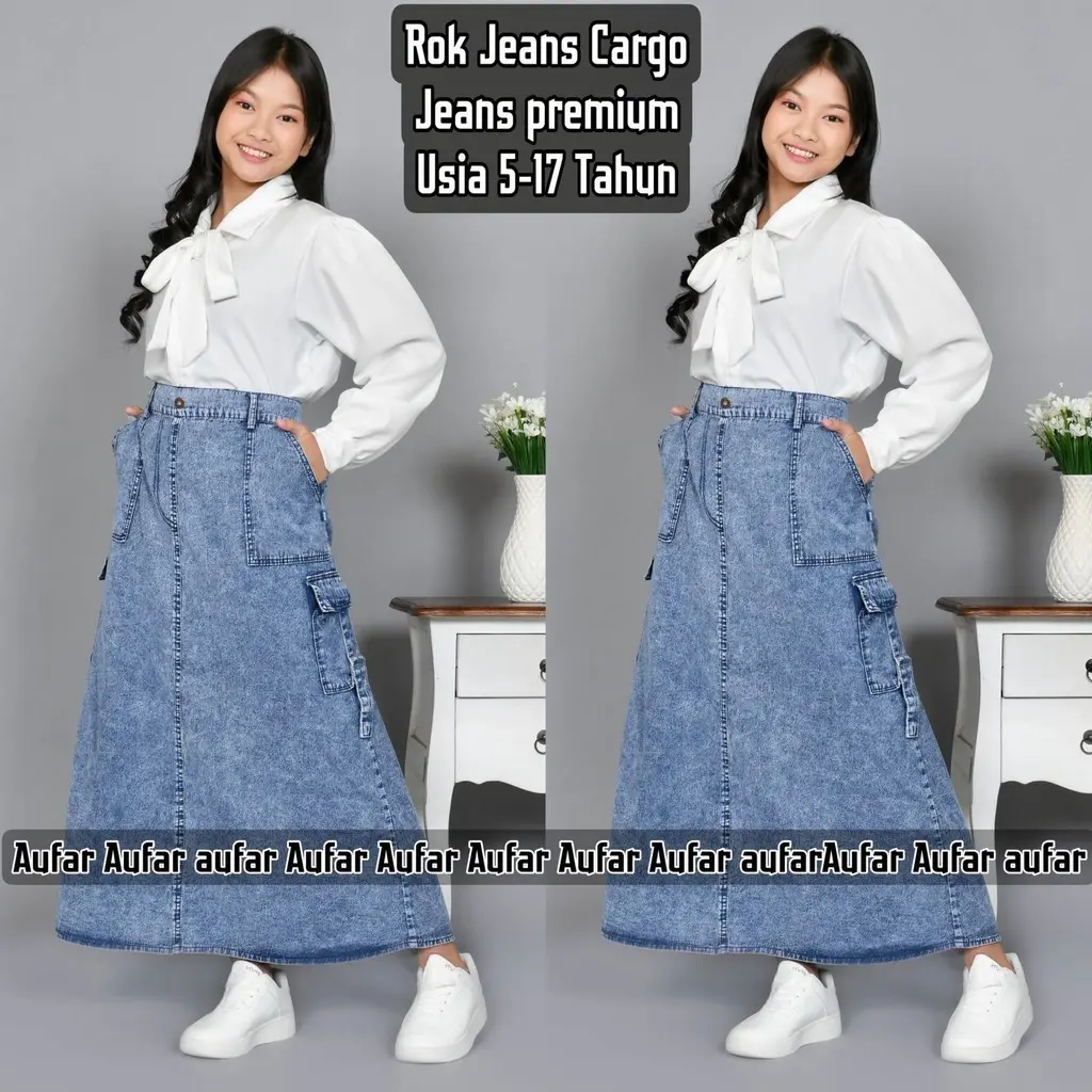 5-17 TAHUN ROK ANAK PEREMPUAN JEANS CARGO