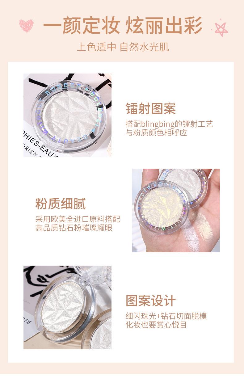 Product Introduction of BOLUNZI Diamond Small Highlighter Face Natural Brightening Pearlescent Fine Glittering Silkworm Makeup Contouring Powder 8