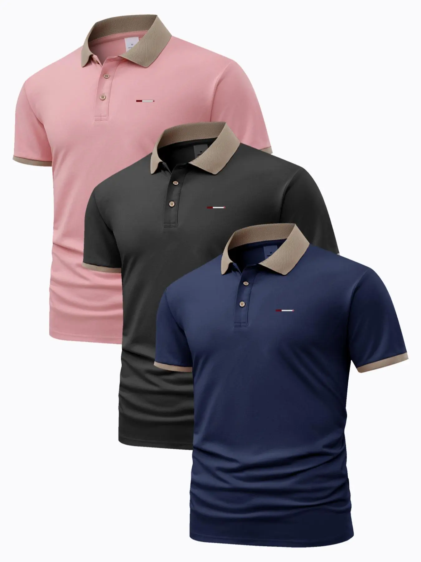 Men's Colorblock Short Sleeve Polo Shirt, Regular Fit Casual Buttons Top for Summer, Fashion Men's Clothes for Daily Wear