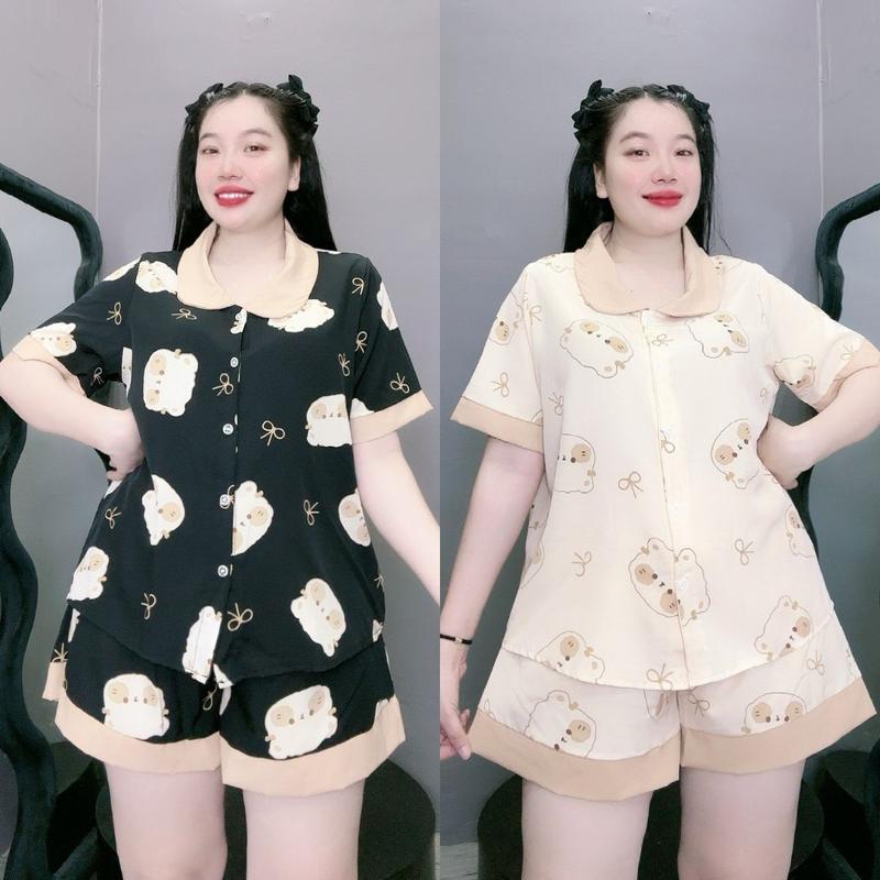 Đồ bộ pyjama nữ BIGSIZE  hình thú dễ thương, sinh động chất vải lụa mềm mát dành cho nàng chuppy 58-95kg SET49