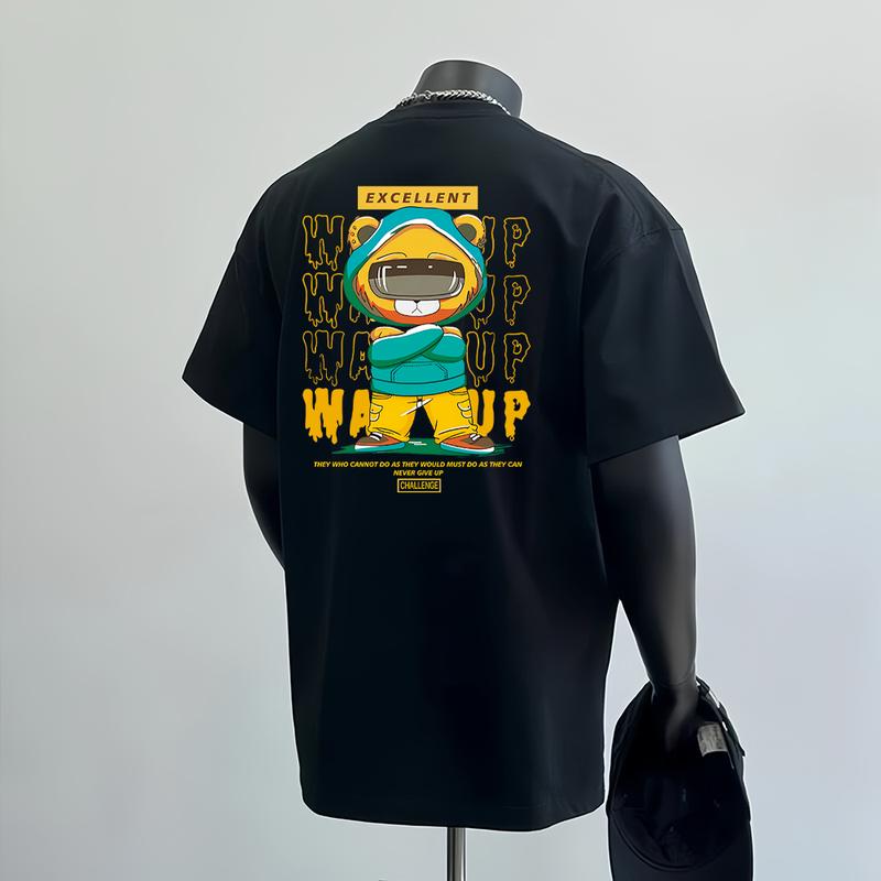 Áo Thun Cotton Ngắn Tay, Chịu Lực, Dành Cho Nam, Mặc Mùa Hè, Dáng Rộng Vừa Vặn, Thương Hiệu Hợp Xu Hướng In Hình Mỹ, Phong Cách Thường Ngày Áo Sơ Mi Cổ Tròn, Áo Nam