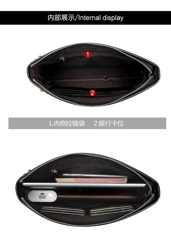 Product Introduction of Kangaroo Men's Handbag Fashionable Casual Large Capacity Clutch Male Clutch Male Clutch Soft Leather Envelope Bag Men's Bag 35