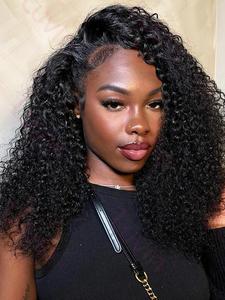 Short  Curly Human Hair Lace Front Wigs, Gorgeous Fluffy Wigs without Bangs, Human Hair Lace Front Wigs for Party, Daily Use