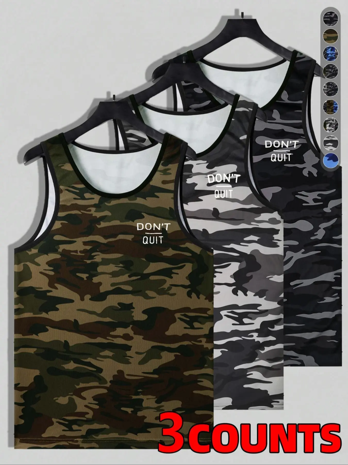 Men's Letter Print Camo Print Tank Top, Regular Fit Casual Sleeveless Round Neck Top for Summer, Men's Top for Daily Wear, Vest
