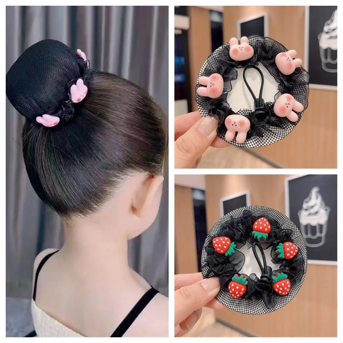Búi Tóc Lưới Cho Bé, Chụp búi tóc dễ thương, buộc tóc búi (1 cái) Phụ Kiện Tóc Cài Tóc