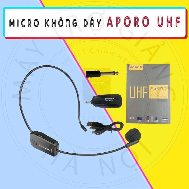 [CHÍNH HÃNG] Micro không dây APORO UHF cao cấp sử dụng với máy trợ giảng, loa kéo, âm ly, ....