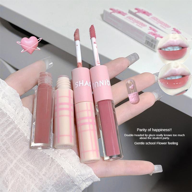 Bộ Son Môi Hai Đầu Thời Gian Xanh Lá Cây Hoàn Thiện Lì Và Bóng Không Thấm Nước Son Kem Nhung Lụa Son Bóng Màu Đỏ Son Môi Son Bóng Màu Đỏ Gợi Cảm Gương Son Môi Dạng Lỏng Dưỡng Ẩm Nước Không Dính Cốc Mỹ Phẩm Hàn Quốc