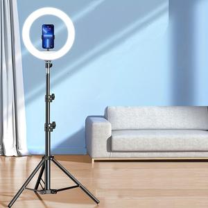 三脚スタンド付きポータブルセルフィーリングライト、電話ホルダー付き調整可能なLEDリングライト、ライブストリーム&写真撮影用のフレキシブルブラケット付きセルフィーライト