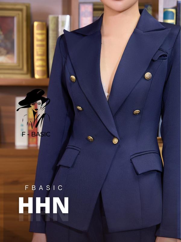 SET VEST KHUY THANH LỊCH basic dành cho nữ (1set áo và quần, áo chất chéo hàn cao cấp, set vest 3 lớp có túi thật, có đệm vai)