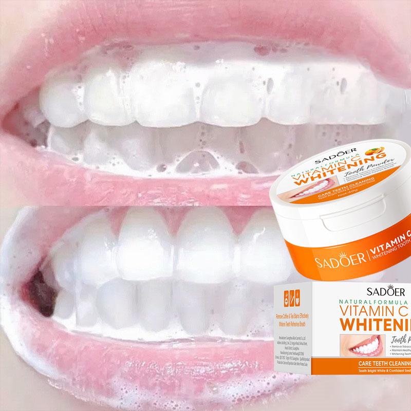  VITAMIN C Bột tẩy trắng răng tẩy sạch các vết ố vàng thơm miệng - Teeth Whitening60g 
