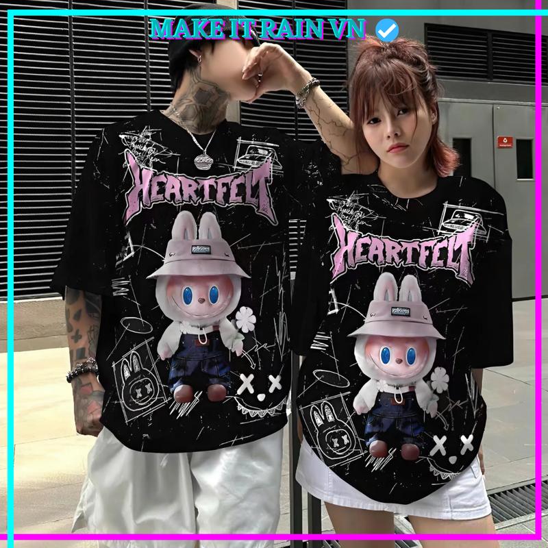 [MUA ÁO CÓ QUÀ] Áo Thun Nam Nữ LABUBU X Make It Rain VN - Áo Phông Unisex Form Rộng Cổ Tròn Top Women