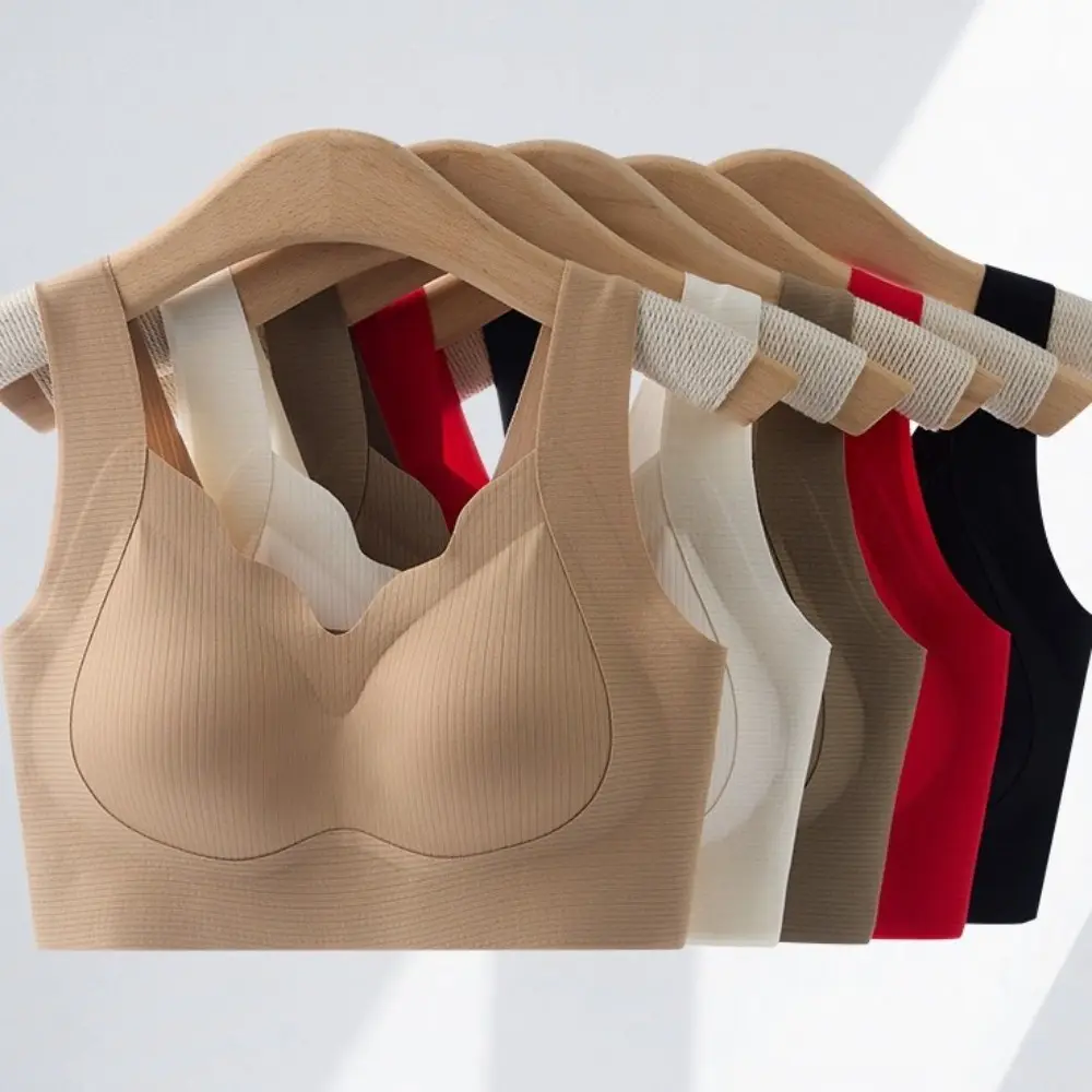Adjustable Large Size Wireless Deep V Bra Shockproof Close-fitting Brassiere for Women Lingerie No Trace Seamless Bra Running