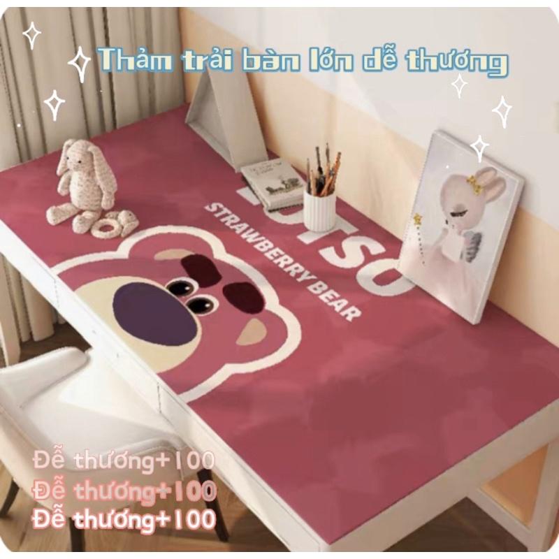 Tấm lót chuột Strawberry Bear 3060 chống trượt 400*900*3 hoạt hình gấu dâu tây cho bàn phím và máy tính nữ văn phòng
