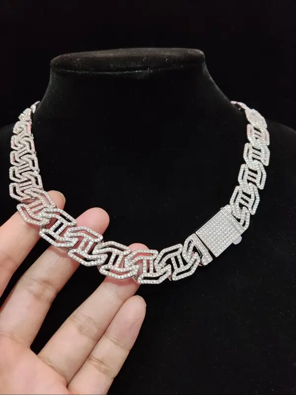 Rhinestone Cuban Chain Necklace,  Fashion Hip Hop Necklace for Daily Wear, Party Jewelry for Men & Women, Trendy All-match & Exquisite Jewelry for Birthday Gift without Box 4