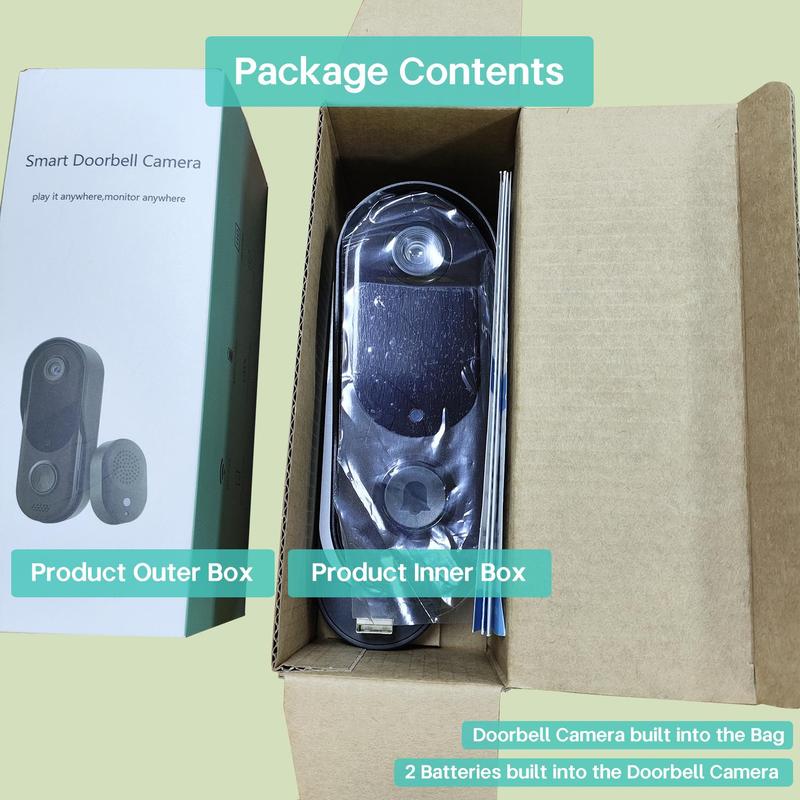 Smart Camera Doorbell, 2.4G Hz WiFi Smart Visual Doorbell with 2 USB Chime, High Speed Capture Waterproof Camera Doorbell with Two-way Voice Call 4