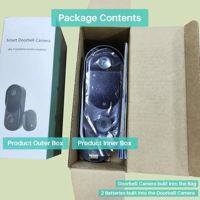 Smart Camera Doorbell, 2.4G Hz WiFi Smart Visual Doorbell with 2 USB Chime, High Speed Capture Waterproof Camera Doorbell with Two-way Voice Call 4