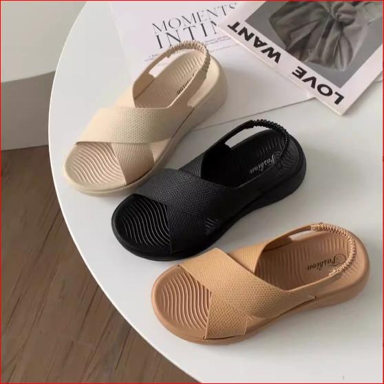 Dép Quai Hậu Sandal Nhựa Dẻo Quai Chéo Chống Nước Phong Cách Tối Giản Mềm Êm Chân G205 Nữ DéP