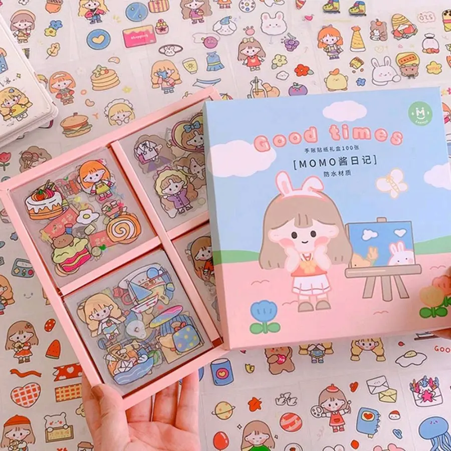 Stiker Anak Isi 100 Lembar Sticker 2D Diary Cartoon Lucu / Stiker Lucu / Stiker Isi 100pcs Terbaru / Stiker Anti Air Terbaru / Stiker Kartun
