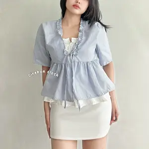 KIYANA Cirebon Cloth - Kinara Stripe Blouse / Korean Blouse Garis Garis / Atasan Korea Lucu / Atasan Wanita Lucu / Atasan Wanita Cantik