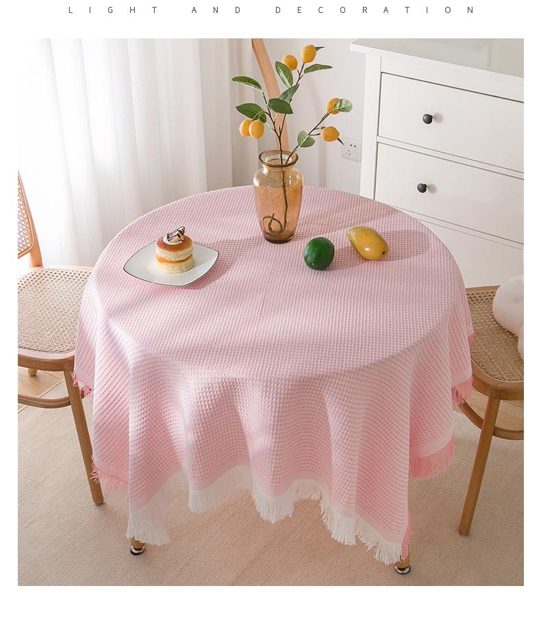Product Introduction of INS style tablecloth concise solid color waffle cotton linen tablecloth tablecloth 4 colors interior decoration tablecloth cotton fabric tablecloth table  cloth 21