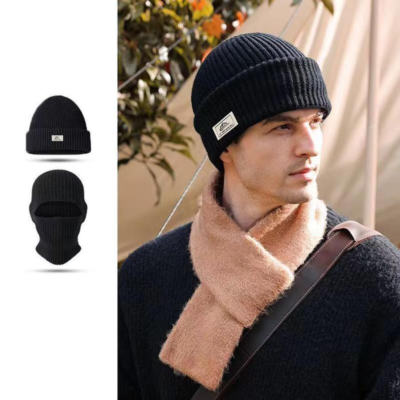 Product Introduction of 2 In 1 Unisex Winter Warm Knit Beanie Hat, 1 Count Outdoor Cycling Casual Windproof Mask For Men & Women, Multifunctional Beanie Hat For Outdoor Cycling Skiing 4