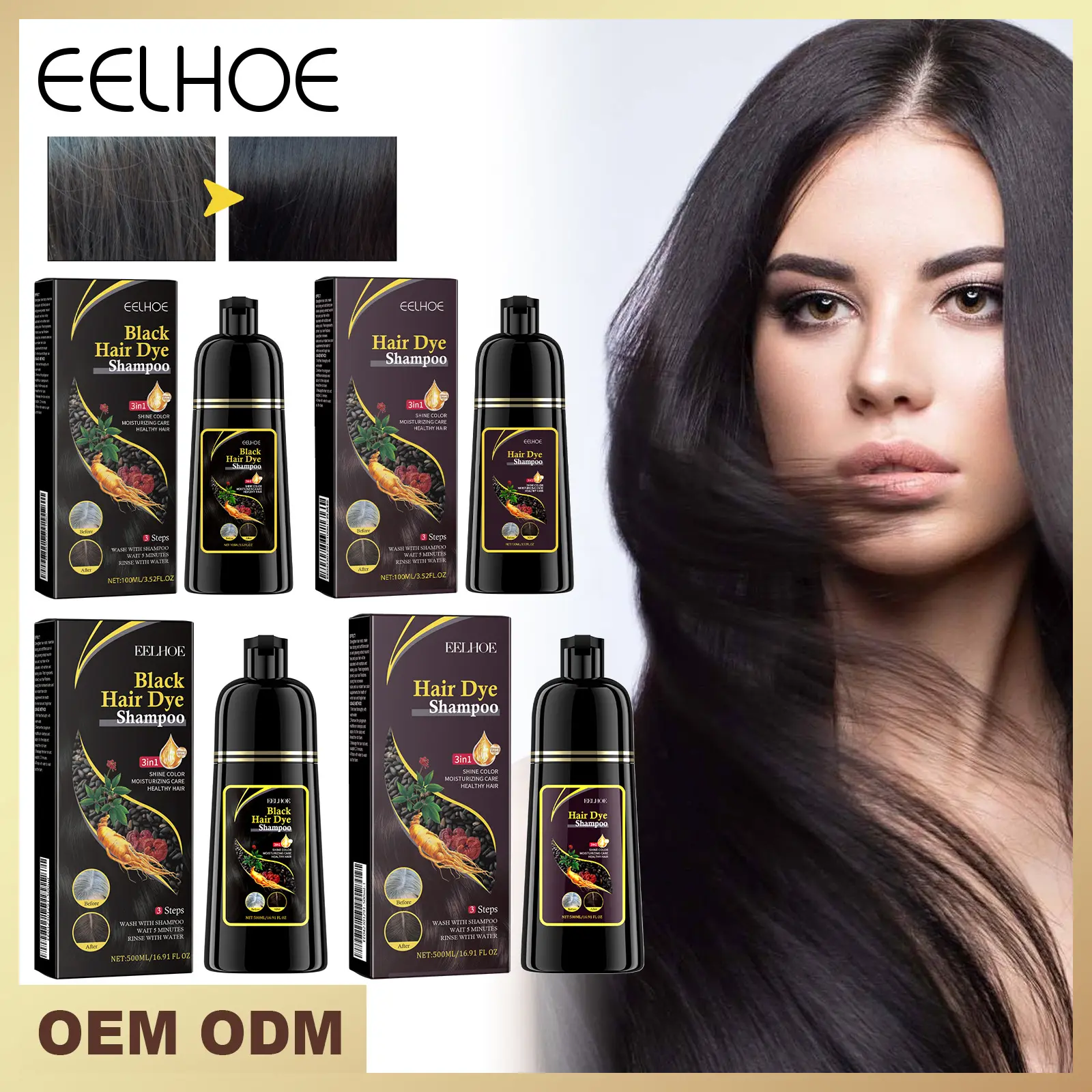 Black Hair Shampoo Polygonum Multiflorum Essence Black Nourishing Hair Cleaning Repair Soft Shampoo