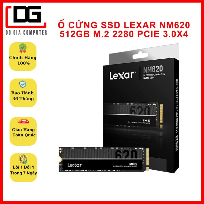 Ổ cứng SSD Lexar NM620 M.2 2280 Gen3x4 NVMe 265Gb/ 512GB, Tốc độ đọc 3500Mb/s, Bảo hành chính hãng 3 năm