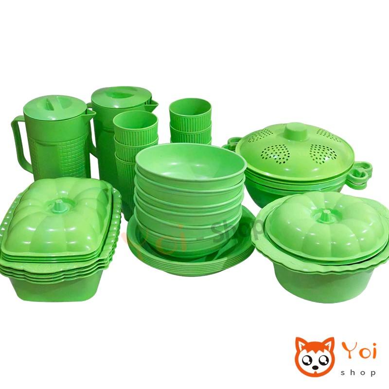 Party Set /Piring Plastik Set 28pcs/ Piring 6pcs Mangkok 6pcs Basi Segi 4pcs 7