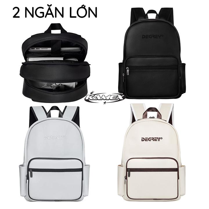 Balo Da 2 Ngăn Lớn - Degrey Double Leather Basic Balo + Tặng Kèm Tag Giấy Thơm
