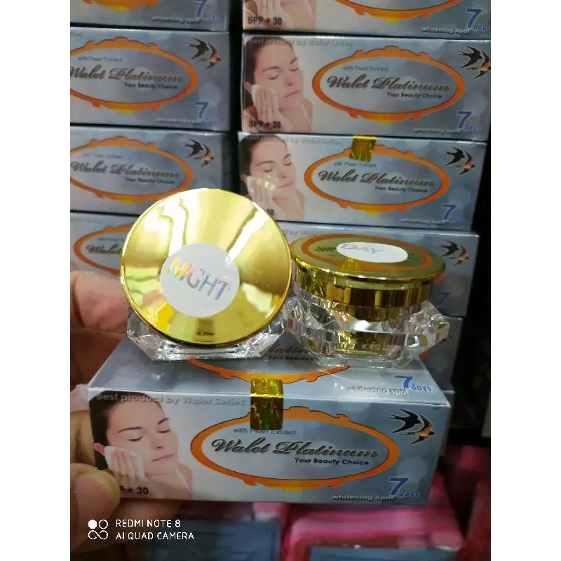 CREAM WALET PLATINUM SIANG&MALAM Memutihkan Mengencangkan Wajah Mencerahkan flek Hitam