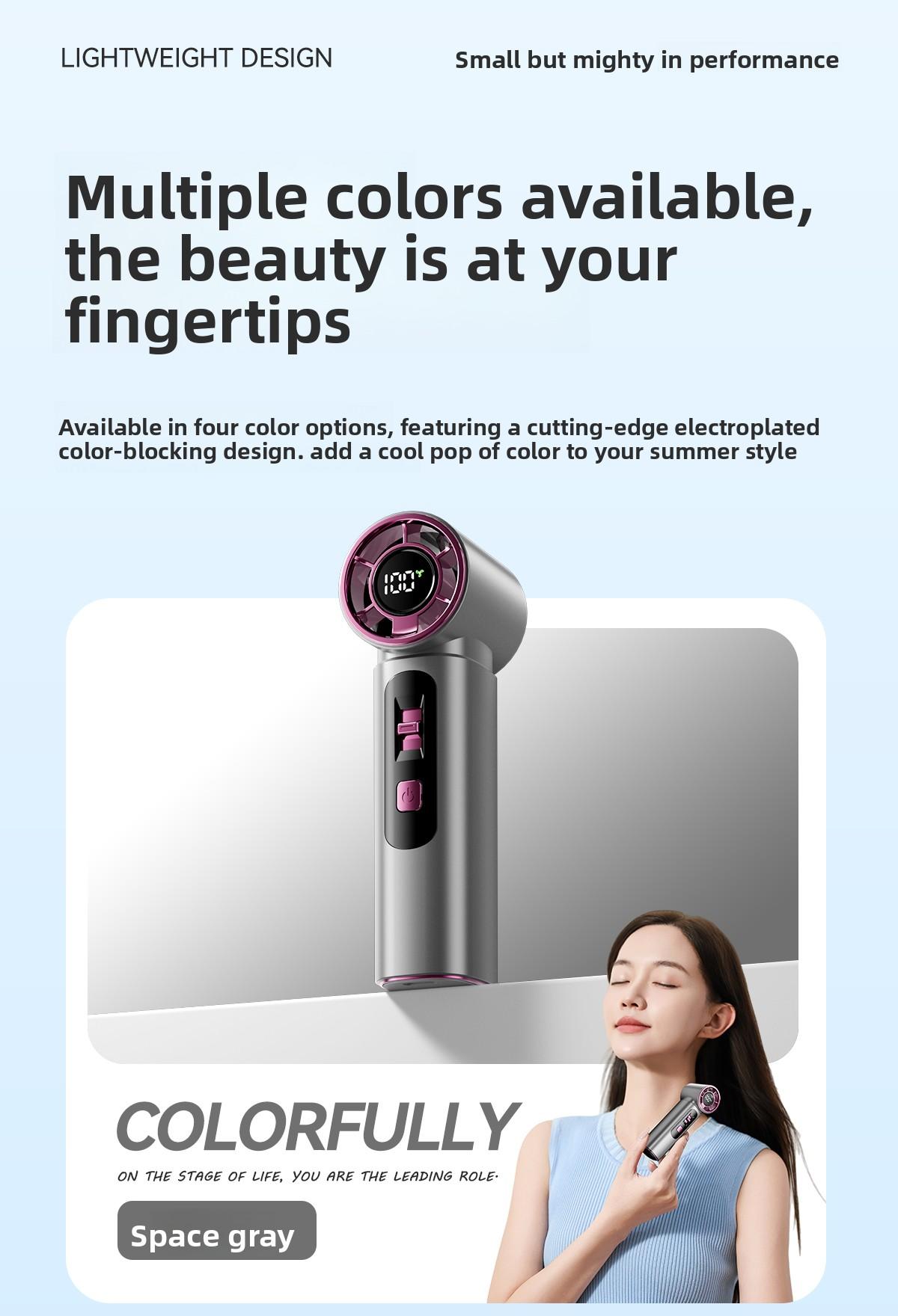 Kipas Pendingin, Kipas Genggam Mini Bergaya, Kecepatan Angin Ekstra Tinggi dengan 100 Pengaturan Kecepatan, Kipas Turbin Portabel untuk Luar Ruangan