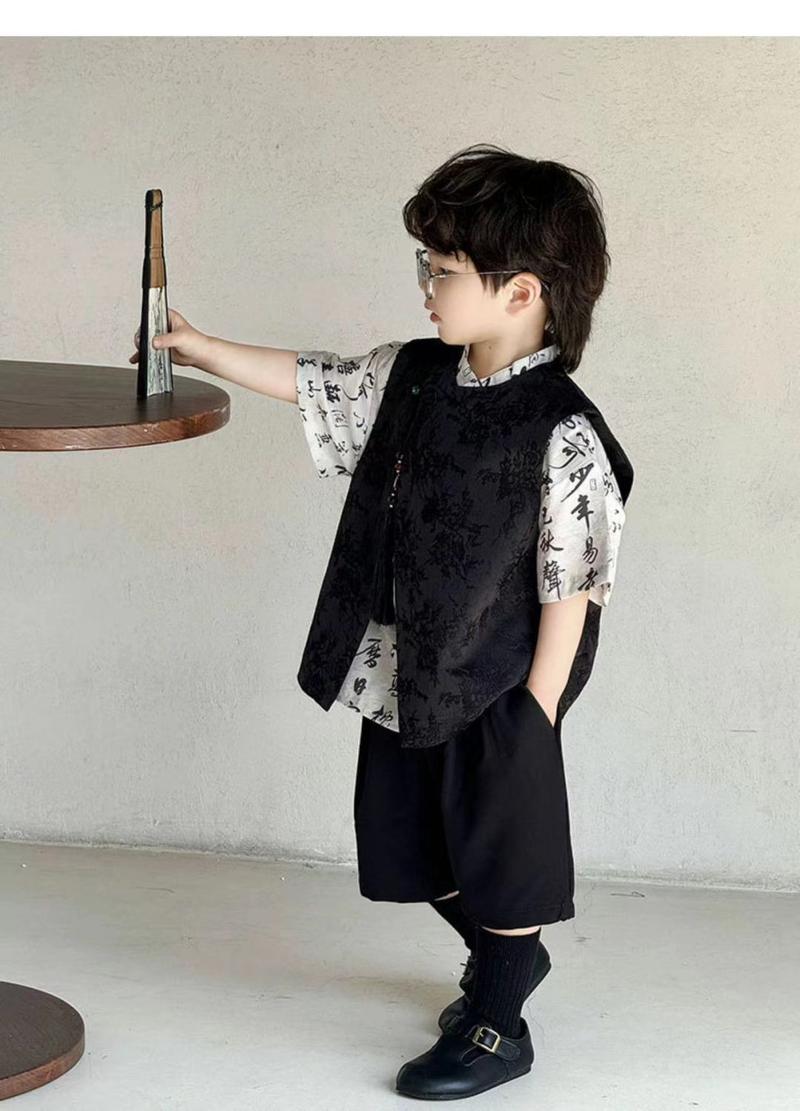 Product Introduction of Bộ Áo Sơ Mi Ngắn Tay Phong Cách Hợp Xu hướng Quốc Gia Mùa Hè Cho Bé Trai, Áo Vest Hai Mảnh, Thích Hợp Cho Mùa Hè 2024, Trẻ Em Lớn, Bộ Đồ Phong Cách Trung Quốc 13