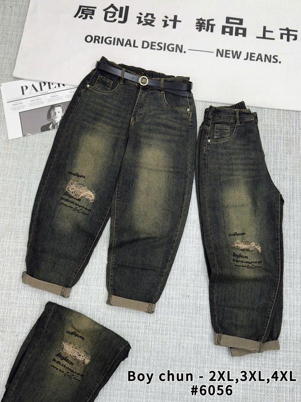 Q2 Quần Jean Baggy Rách Thêu Cá Tính Dành Cho Nữ Phù Hợp Đi Học Đi Làm Đi Chơi Co Giãn Bigsize 55KG - 100KG #6056