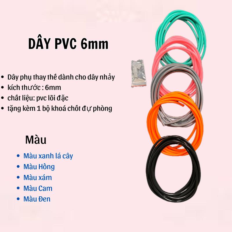Dây Phụ Thay Thế PVC ( Sơ Cua)  lõi đặc 6mm - Dây Nhảy boxing , dây nhảy tốc độ giúp tập luyện tăng cường sức khoẻ ( Tặng kèm 1 bộ khoá chốt ) Nữ