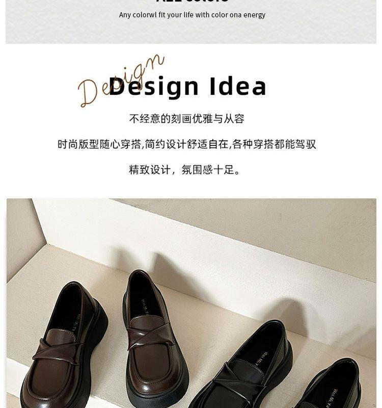 Product Introduction of British Style Women's Leather Shoes 2023 Summer Autumn New Thick-Soled Black Loafers Retro Slip-On Mary Jane Shoes nam 19