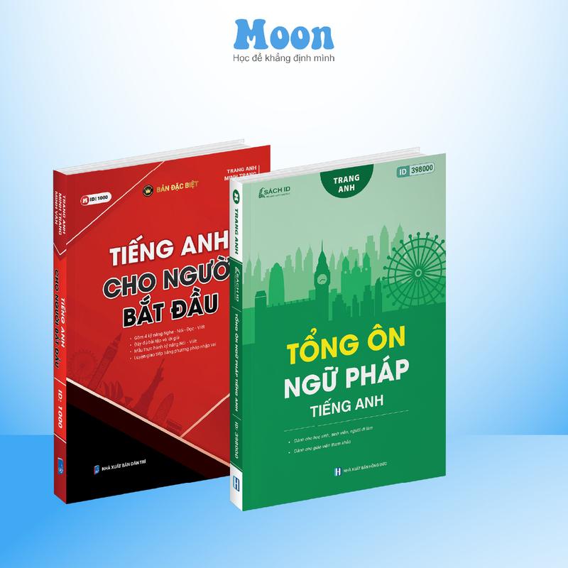  Combo sách Tiếng Anh Cho Người Mới Bắt Đầu Và Tổng Ôn Ngữ Pháp Tiếng Anh moonbook 