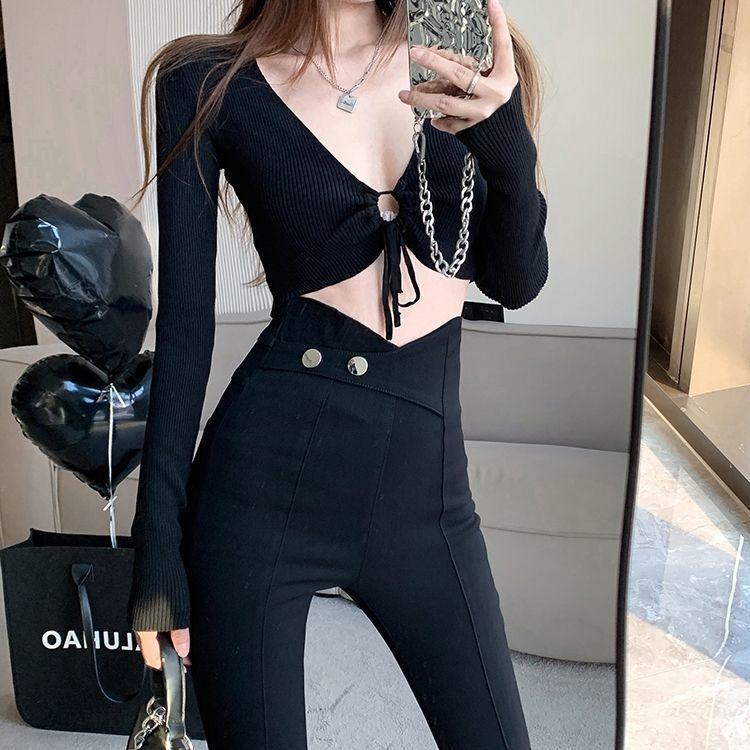 Quần Legging, Phổ Biến Mới, Dành Cho Nữ, Cạp Cao, Ôm Sát, Co Giãn, Eo Chéo, Mỏng Vừa Vặn, Thích Hợp Cho Mùa Xuân Và Mùa Hè, Quần Dài Mỏng, 2024 3