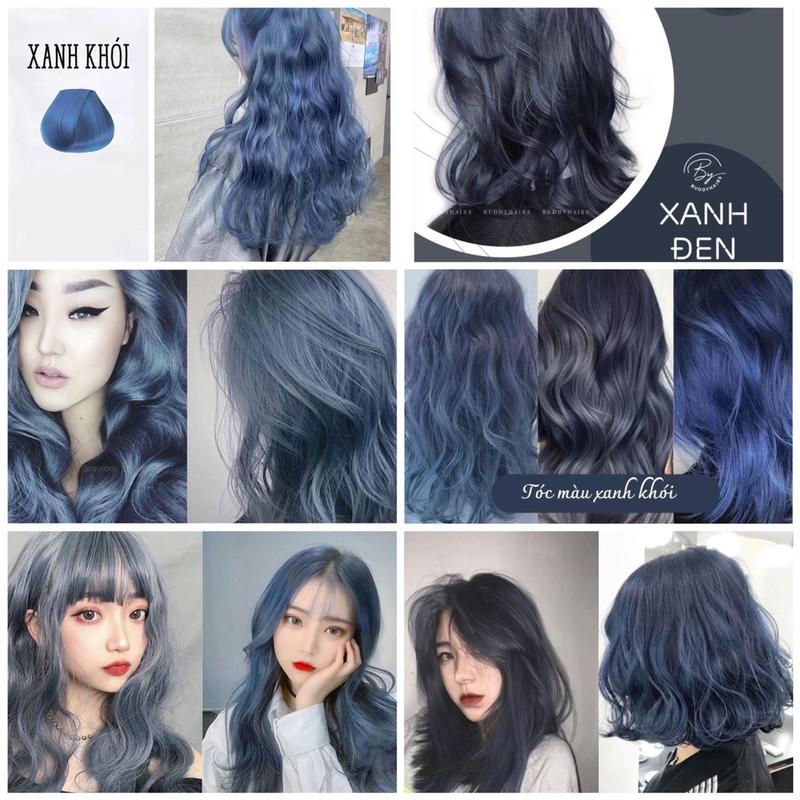 Nhuộm tóc đổi màu màu xanh dương khói xanh đen nhuộm tóc tại nhà nam nữ