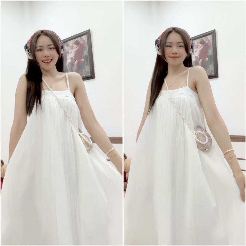 Váy đi biển dáng dài vải đũi gân 2 lớp, có tăng đơ và bo chun - v1 8