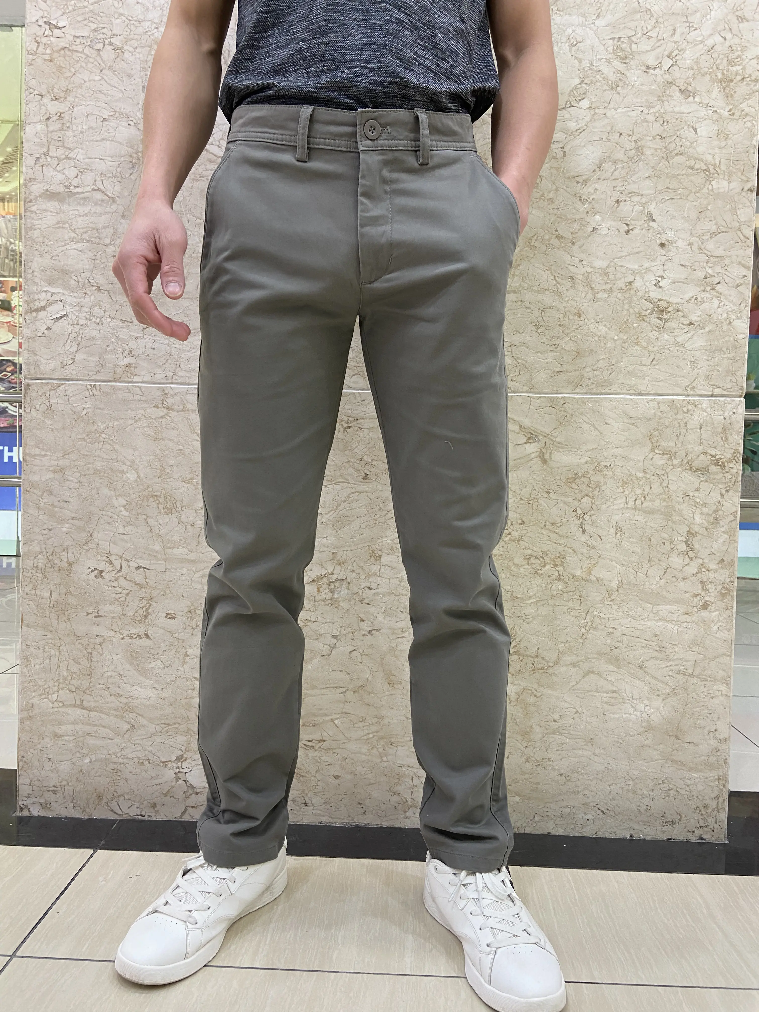 (Ảnh thật) Quần kaki nam màu ghi tối (L7) dáng Hàn, ống đứng, chất mềm mịn, hàng xuất khẩu cao cấp, giá tốt Menswear Pants Có Túi suông