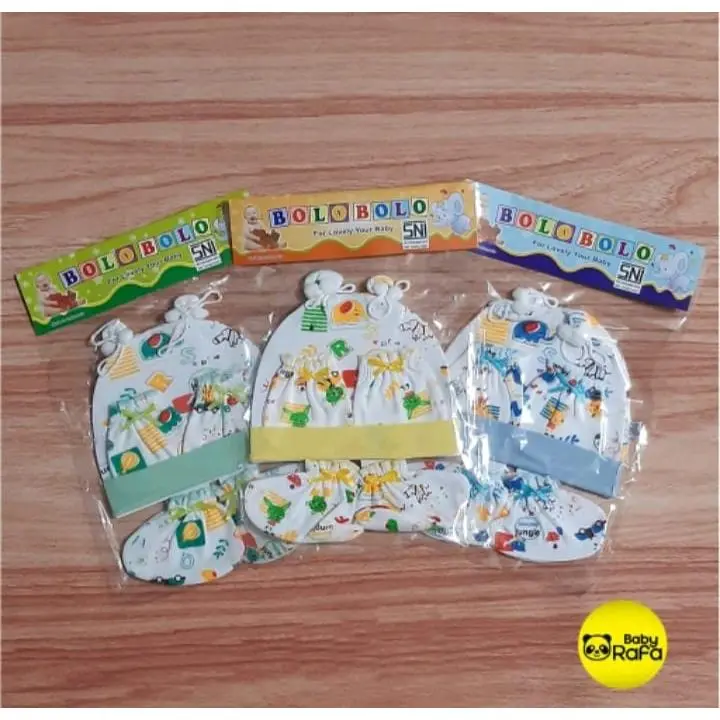 PROMO 3 Set Topi Bayi Warna Motif Topi Sarung Tangan Kaos Kaki Bayi Putih Warna 6