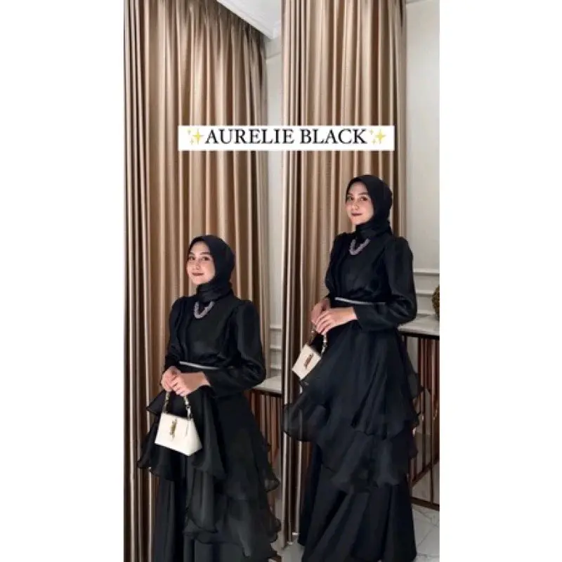 Aurelie dres Organza/ Gaun pesta/ Dress Pesta / Dress Organza Muslim Formal Wanita Gamis Santai 4
