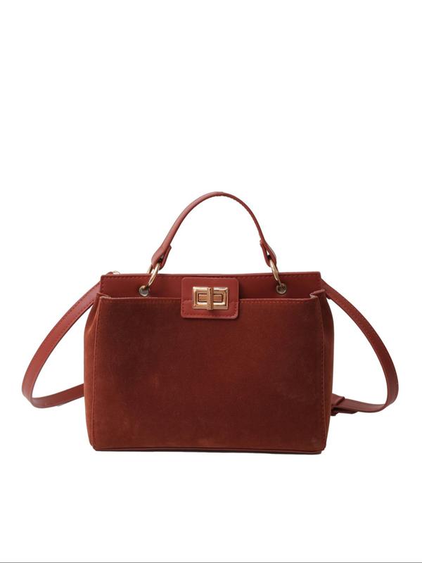 Women's Elegant Solid Color Suede Handbag, Textured Handbag, Fashionable Large Capacity Shoulder Bag for Daily Used, Casual Trendy Versatile High-quality Daily Commuting Bag 8