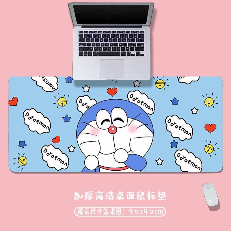 Tấm Lót Chuột Ngoại Cỡ, Thiết Kế Hoạt Hình Doraemon Và Người Đàn Ông Béo Màu Xanh Pokonyan Dễ Thương Cho Bé Gái, Màu Xanh Da Trời, Chống Vết Bẩn, Thích Hợp Cho Máy Tính, Có Khóa, Tấm Lót Bàn Bên 5